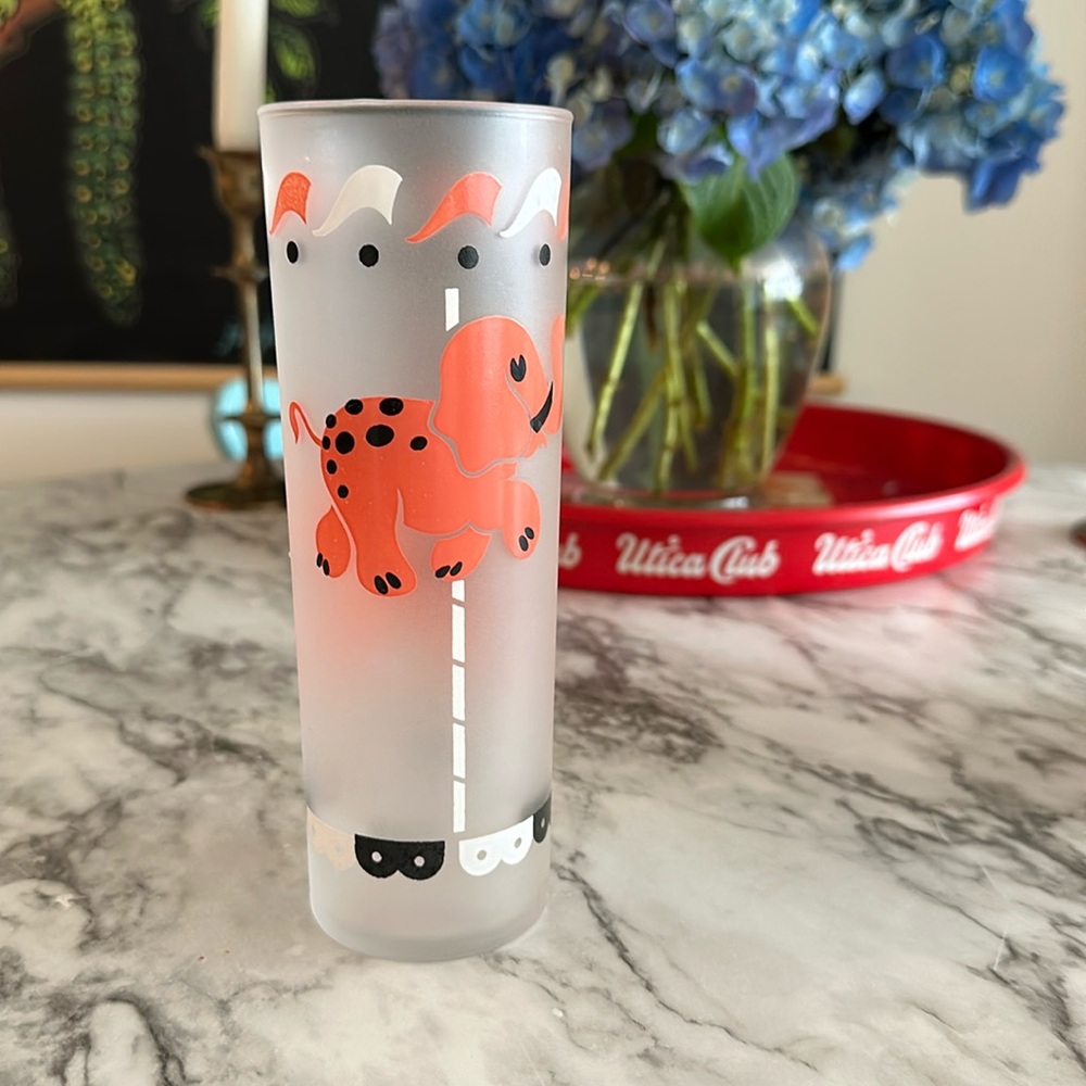 Vintage LIBBEY 1960s Circus Carousel Pink Elephant 12 oz Bar Tumbler